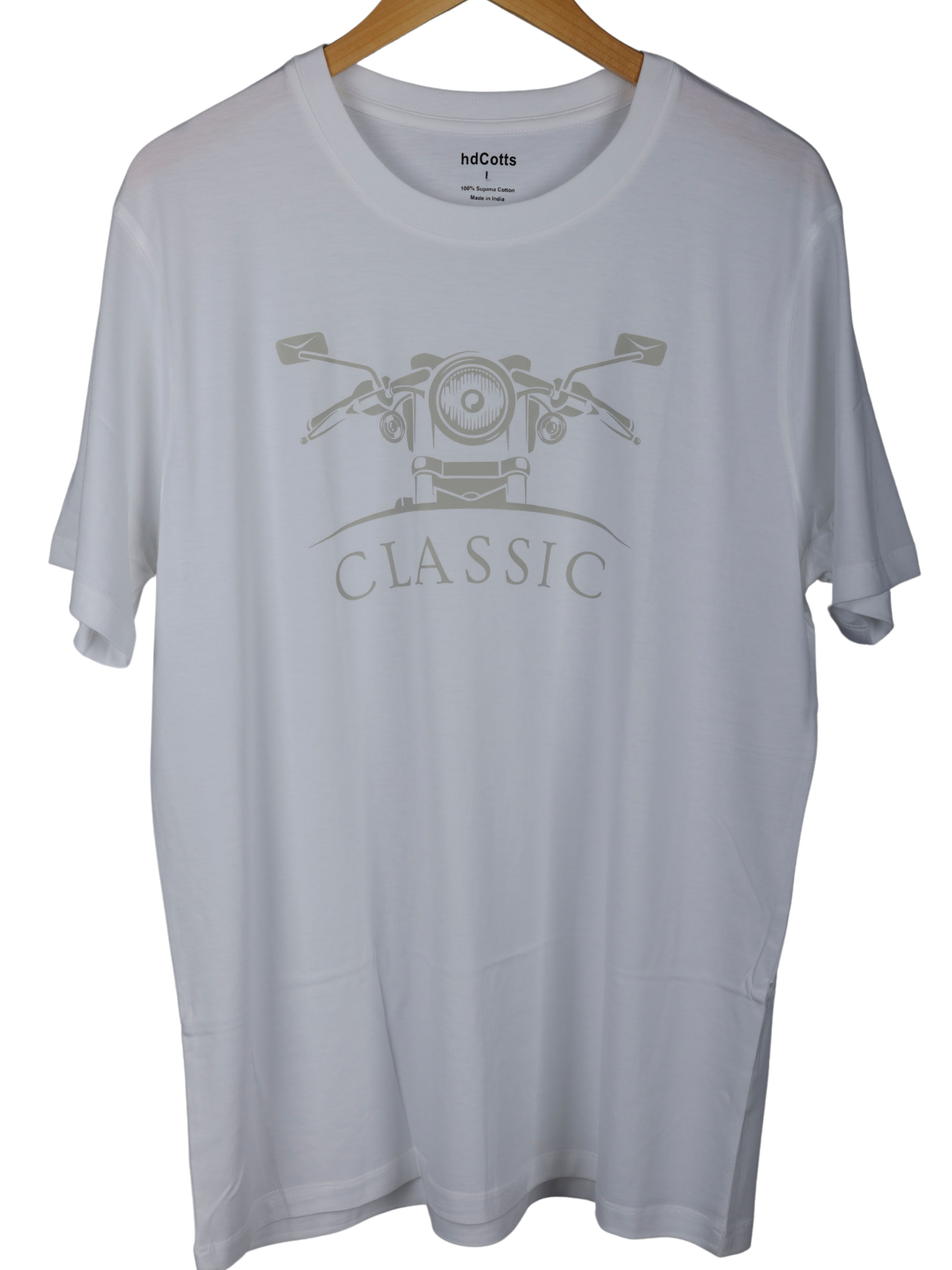 Supima Mens Graphic T-Shirt - Classic MC Light Grey on White