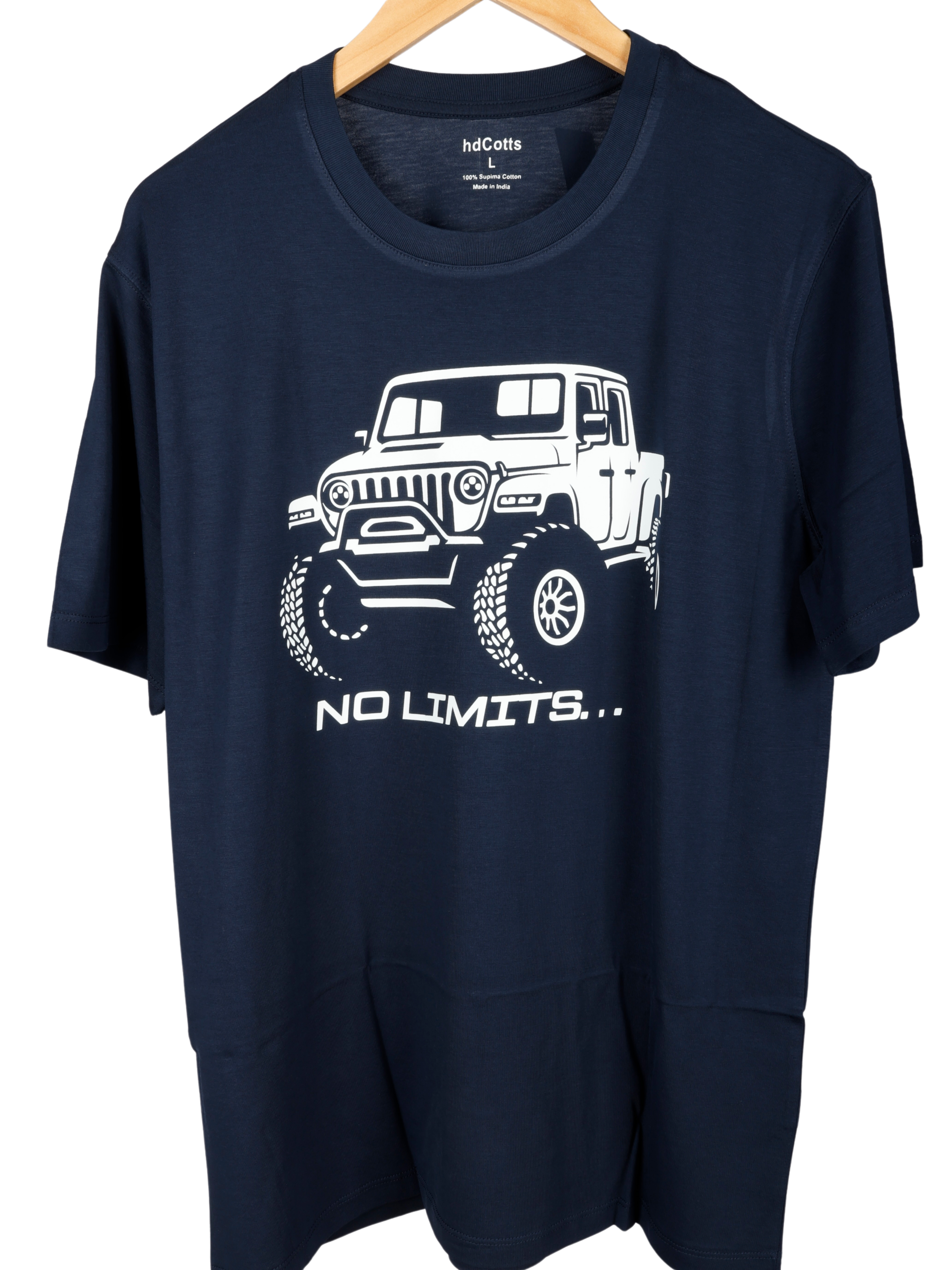 Supima Mens Graphic T-Shirt - No Limits White on Navy