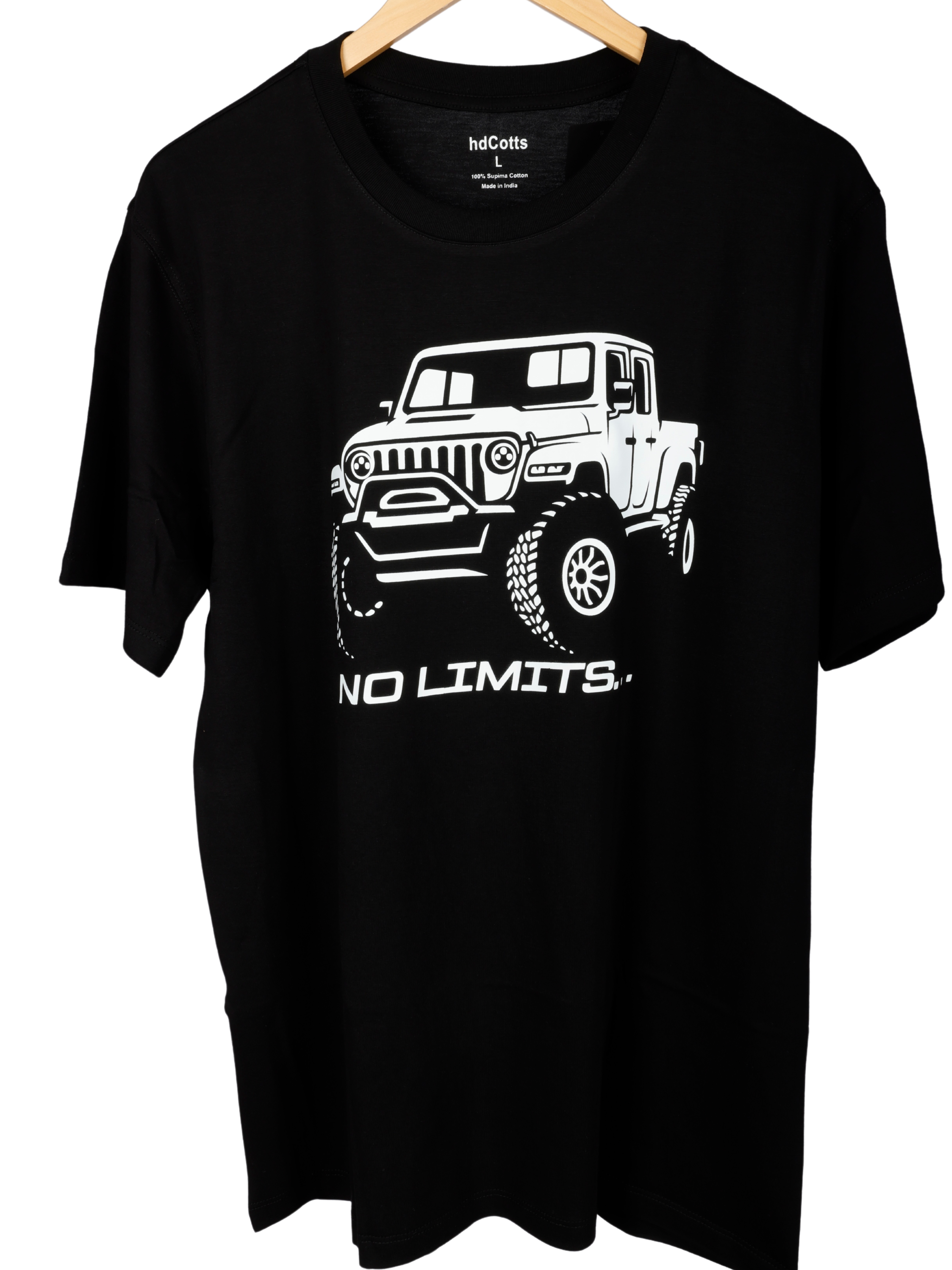 Supima Mens Graphic T-Shirt - No Limits White on Black