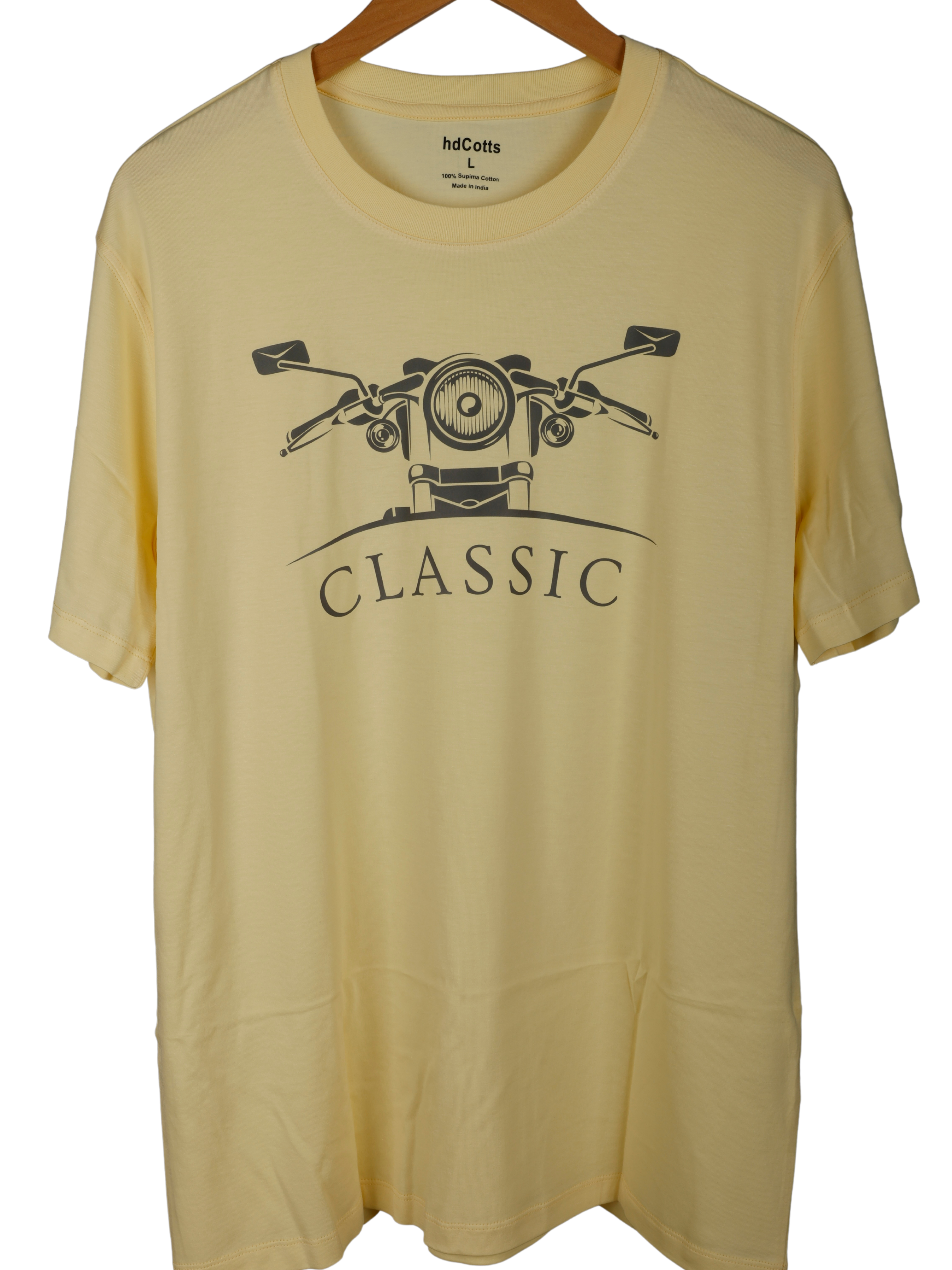 Supima Mens Graphic T-Shirt - Classic MC Dark Grey on Pastel Yellow