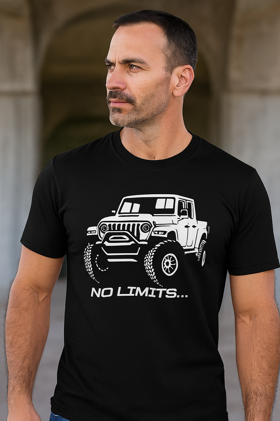 Supima Mens Graphic T-Shirt - No Limits White on Black