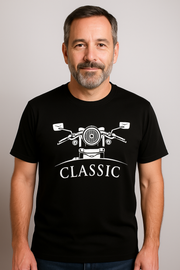 Supima Mens Graphic T-Shirt - Classic MC White on Black