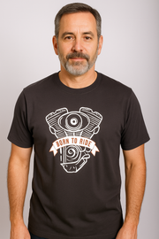 Supima Mens Graphic T-Shirt - V Twin White on Camo grey