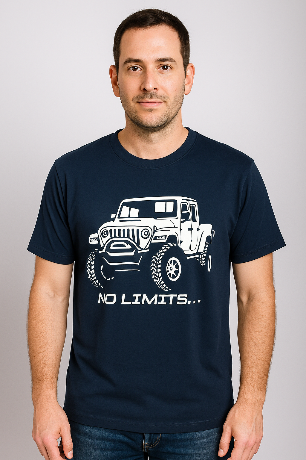 Supima Mens Graphic T-Shirt - No Limits White on Navy