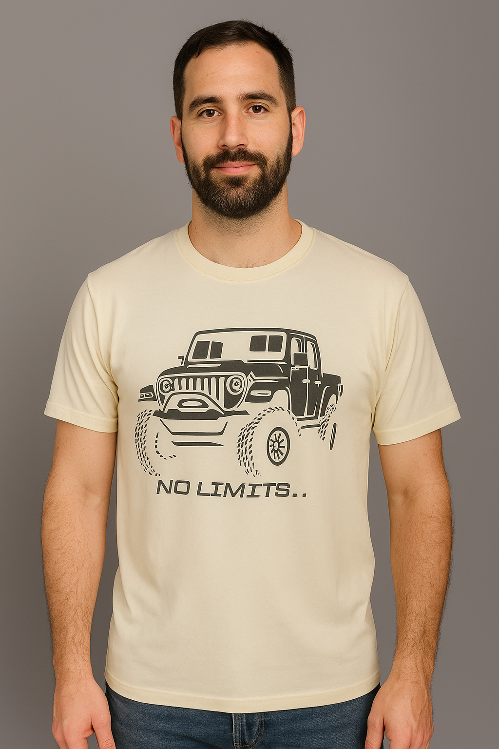 Supima Mens Graphic T-Shirt - No Limits Grey on Arctic wolf
