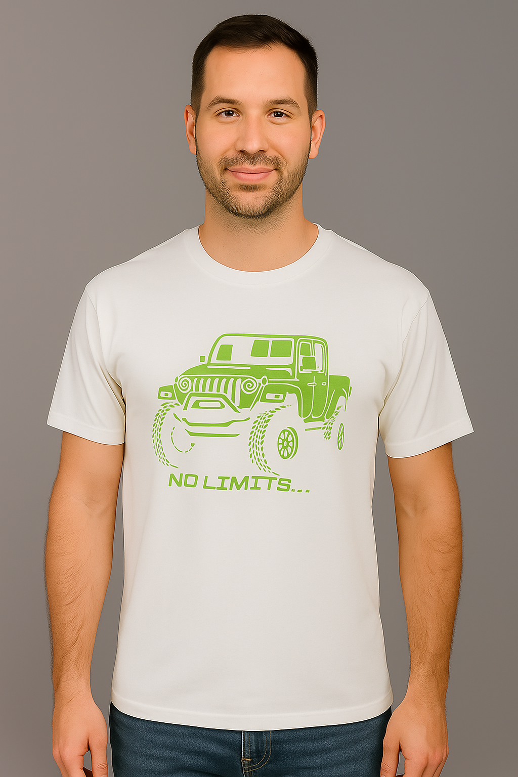 Supima Mens Graphic T-Shirt - No Limits Green on White
