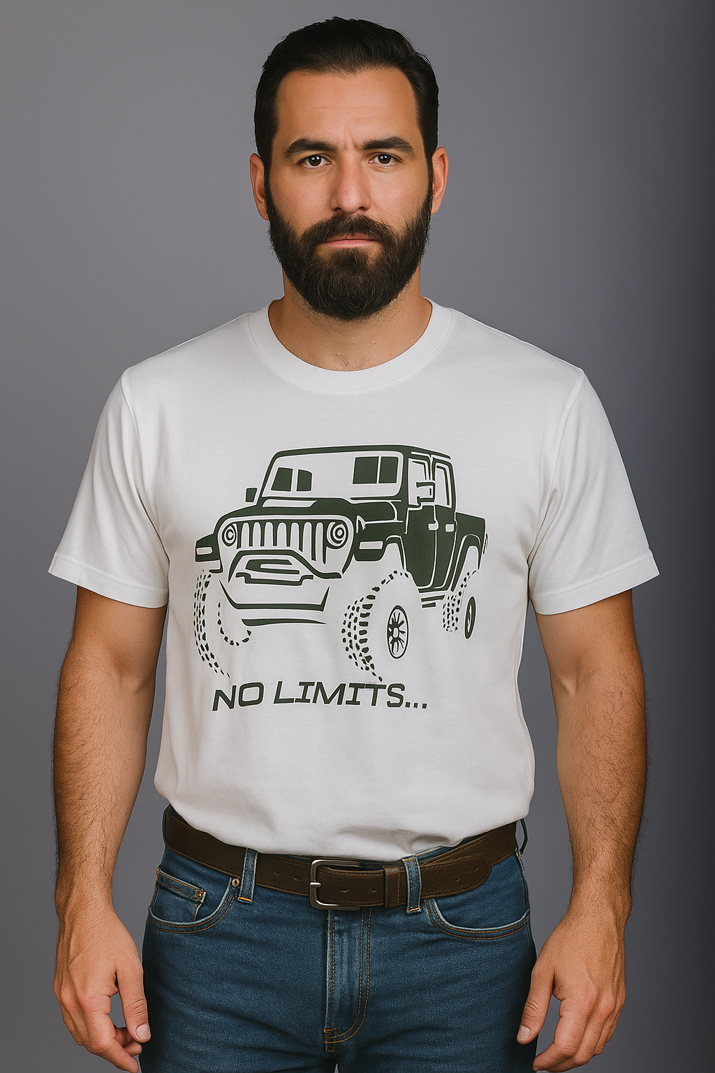 Supima Mens Graphic T-Shirt - No Limits Grey on White